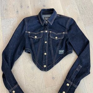 Versace Jeans Couture Dark Denim Cropped Jacket